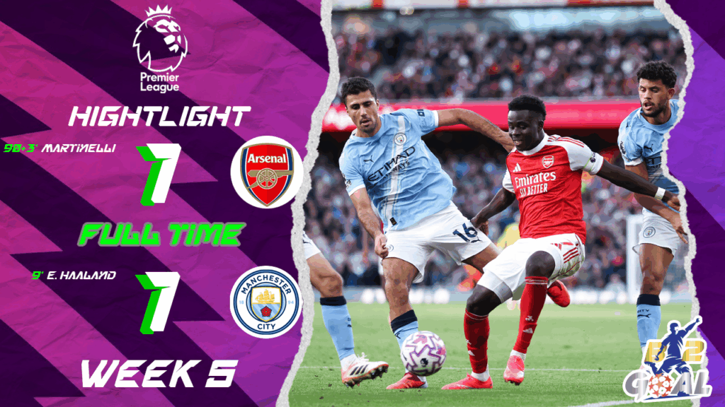 Highlights Premier League (week 5) อาร์เซน่อล 1-1 แมนเชสเตอร์ ซิตี้