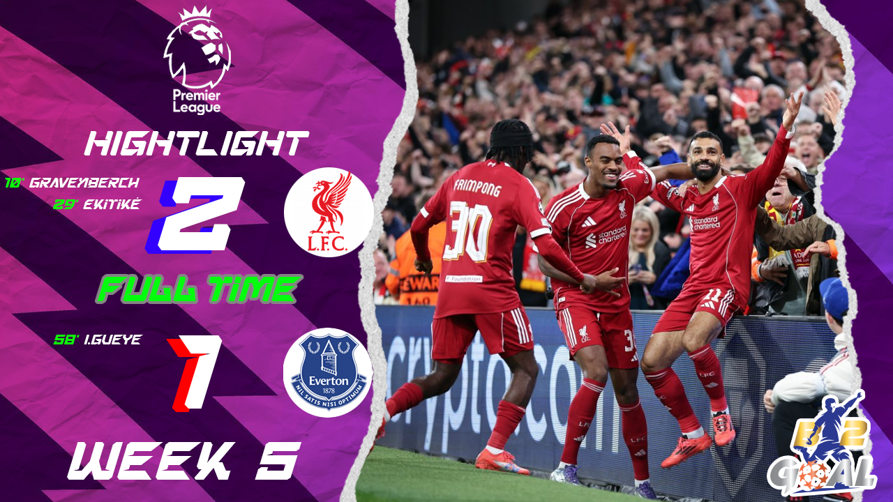 Highlights Premier League (week 5) ลิเวอร์พูล 2-1 เอฟเวอร์ตัน (19-09-68)