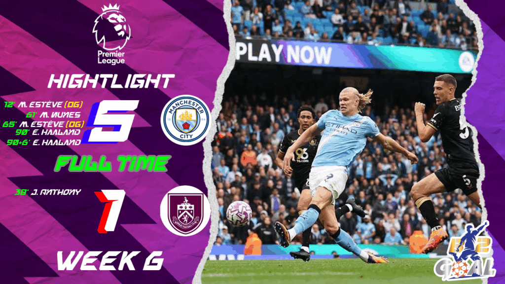 Highlights Premier League (week 6) แมนเชสเตอร์ ซิตี้ 5-1 เบิร์นลีย์ (27-09-68)