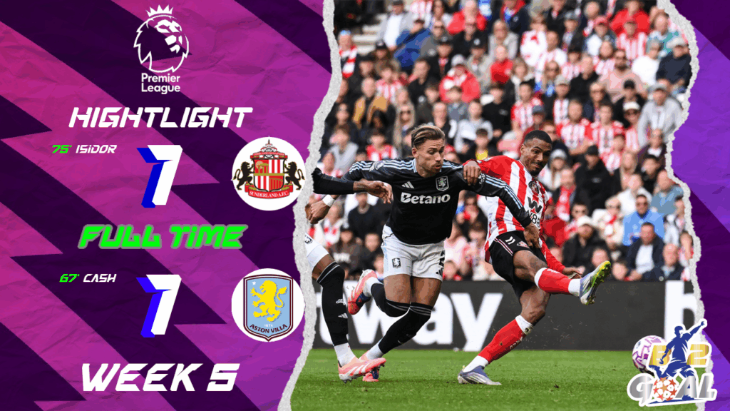 Highlights Premier League (week 5) ซันเดอร์แลนด์ 1-1 แอสตัน วิลล่า (21-09-68)