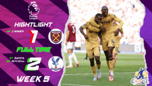 Highlights Premier League (week 5) เวสต์แฮม ยูไนเต็ด 1-2 คริสตัล พาเลซ (20-09-68)